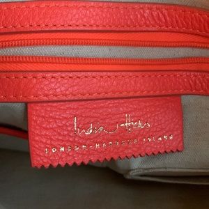 India Hicks Orange Flamingo Leather Travel Clutch